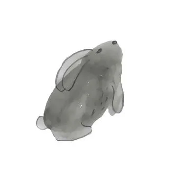 Cute gray Easter bunny on an isolated background. Easter holiday. Stock Illustration