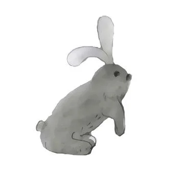 Cute gray Easter bunny on an isolated background. Easter holiday. Stock Illustration