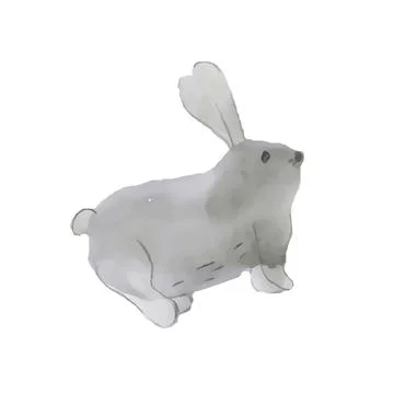 Cute gray Easter bunny on an isolated background. Easter holiday. Stock Illustration