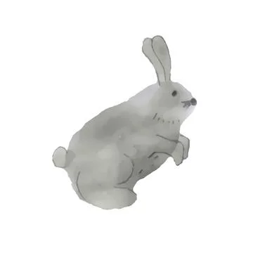 Cute gray Easter bunny on an isolated background. Easter holiday. Stock Illustration