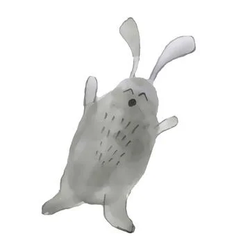 Cute gray Easter bunny on an isolated background. Easter holiday. Stock Illustration