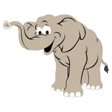 Cute gray elephant vector illustration isolated on white background. Stock Illustration