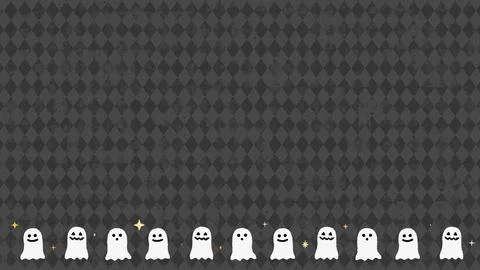Cute Gray Halloween Argyle Background with Ghosts Stock Illustration