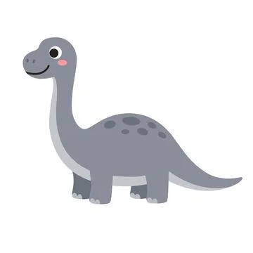 Cute Gray Long Neck Dinosaur Vector Illustration Stock Illustration