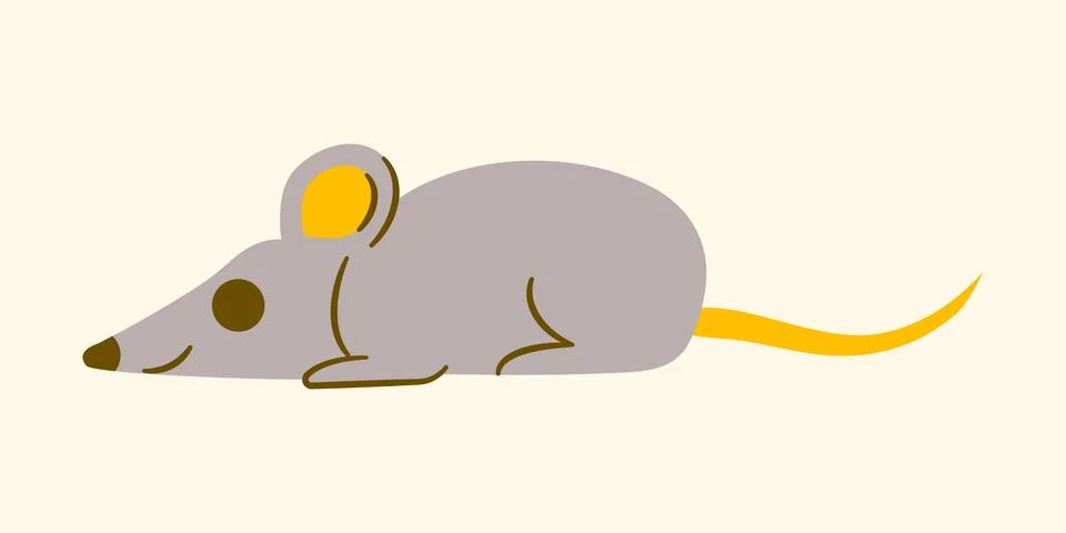 Cute gray mouse. Side view. Rodent with tail. Pet lies. Character for children Stock Illustration