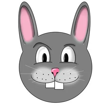 Cute gray rabbit head cartoon illustration isolate Stock Illustration