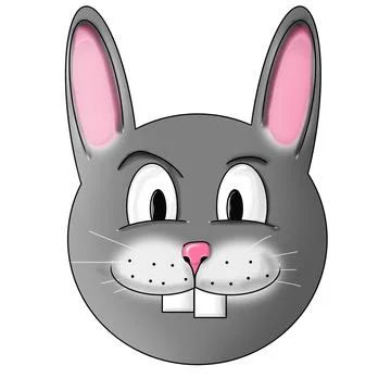 Cute gray rabbit head cartoon illustration isolate Stock Illustration