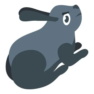 Cute gray rabbit jumping and looking up in cartoon style Stock Illustration