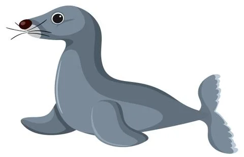 Cute gray seal on white background Stock Illustration