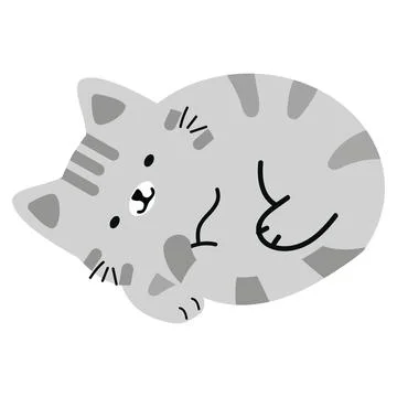 Cute Gray Tabby Kitten Sleeping Illustration Illustrazione stock