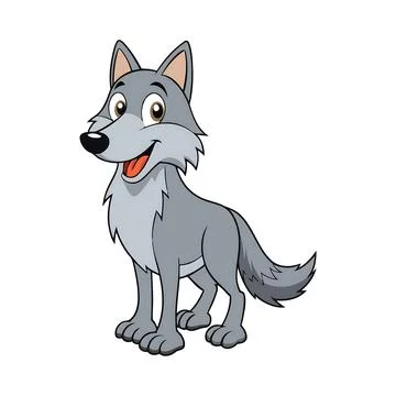 Cute Gray Wolf Cartoon Vector Illustration Stock Illustration