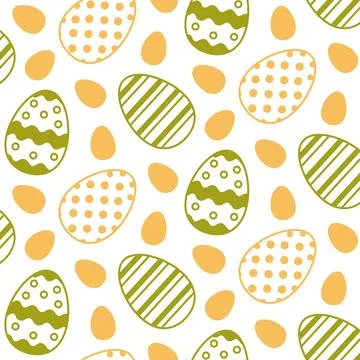 Cute green and yellow Easter eggs seamless pattern イラスト素材