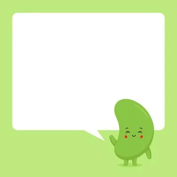 Cute Green Beans with Speech Bubbles Stock Illustration