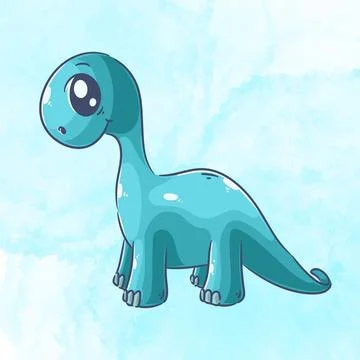Cute green brachiosaurus cartoon vector Stock Illustration