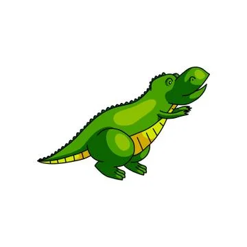 Cute green dino ask for help, city zoo Stock Illustration