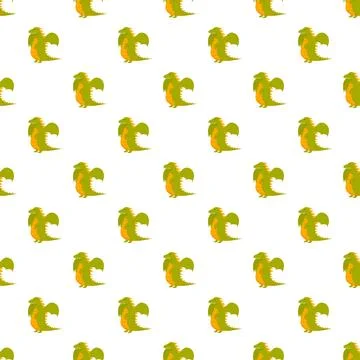Cute green dragon seamless pattern for kids design Stock Illustration