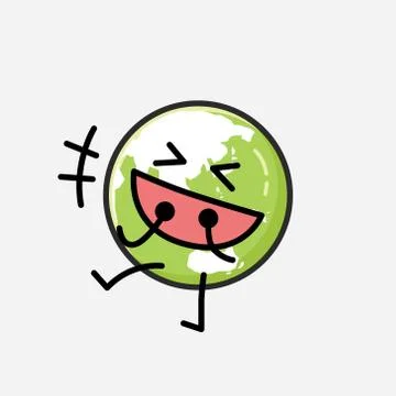 Cute Green Earth Mascot Vector Character in Flat Design Style Stock Illustration