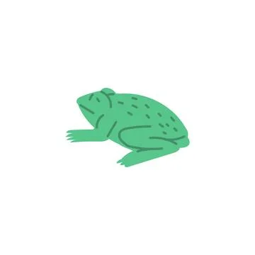 Cute green frog, toad is sitting, childish colorful flat vector illustration of 스톡 일러스트