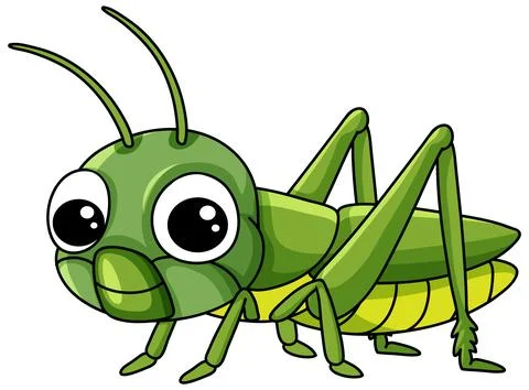 Cute Green Grasshopper Vector Illustration Isolated on White Background Stock Illustration