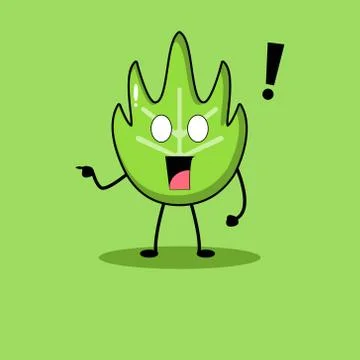 Cute Green Leaf Mascot イラスト素材