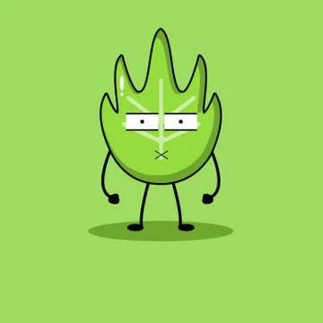 Cute Green Leaf Mascot Stock Illustration
