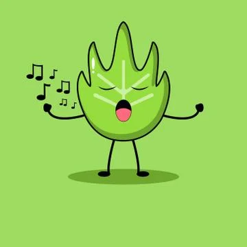 Cute Green Leaf Mascot Stock Illustration