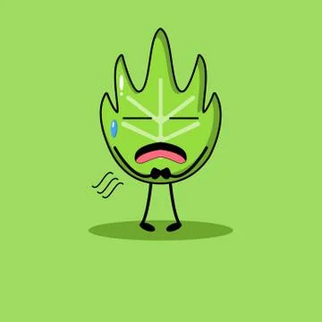 Cute Green Leaf Mascot Stock Illustration