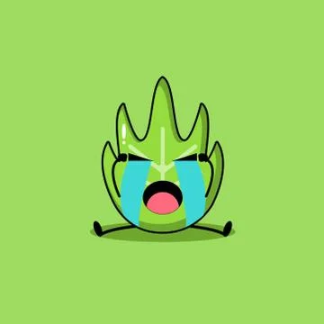 Cute Green Leaf Mascot Stock Illustration