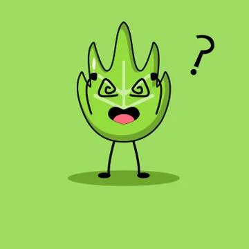 Cute Green Leaf Mascot Stock Illustration