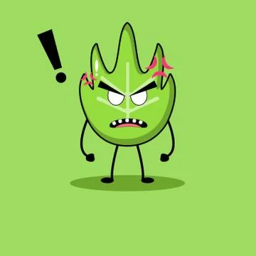Cute Green Leaf Mascot Stock Illustration