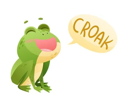 Cute Green Leaping Frog Character Sitting and Croaking Vector Illustration 스톡 일러스트