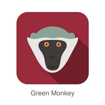 Cute green monkey face flat icon design, vector illustration Stock Illustration