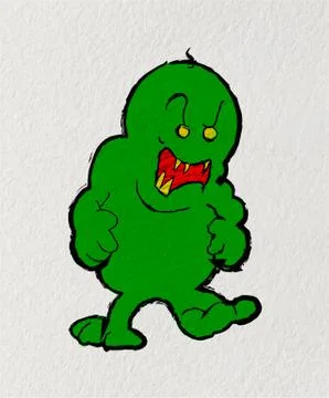 Cute Green Monster Stock Illustration