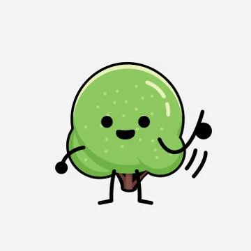 Cute Green Rounded Tree Mascot Vector Character in Flat Design Style Stock Illustration