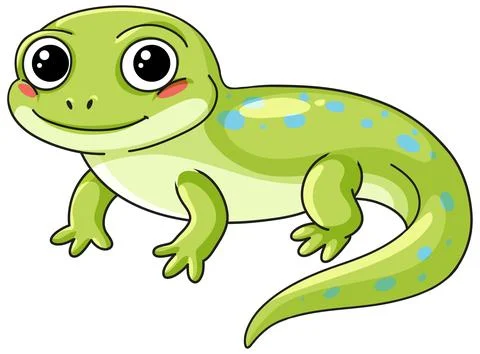 Cute Green Spotted Salamander Vector Illustration Isolated on White Backgroun Stock Illustration