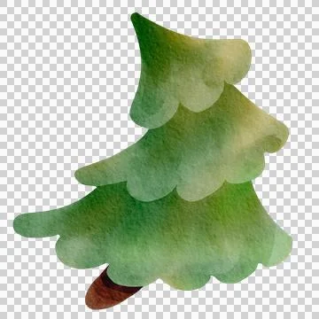 Cute green spruce tree. Hand-drawn watercolor illustration of a tree. Illustrazione stock
