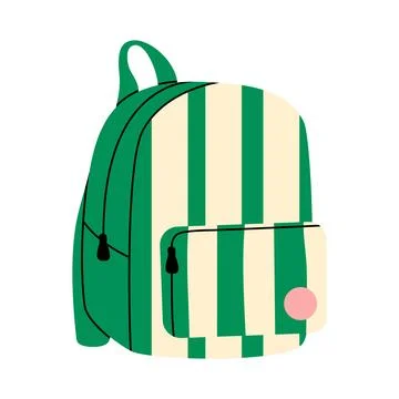 Cute green striped school backpack vector Stock Illustration