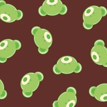 Cute green teddy bears faces pattern Stock Illustration