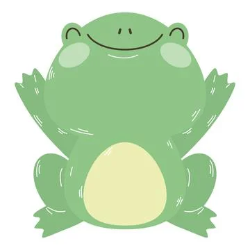 Cute green toad animal Stock Illustration