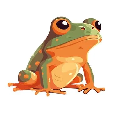 Cute green toad sitting illustration Stock Illustration
