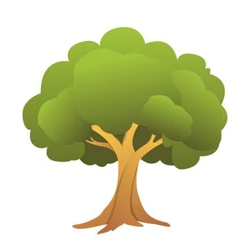 Cute Green Tree Cartoon Vector Illustration Stockillustratie