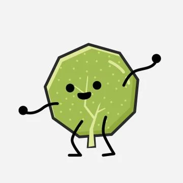 Cute Green Tree Mascot Vector Character in Flat Design Style Stock Illustration