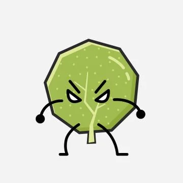 Cute Green Tree Mascot Vector Character in Flat Design Style Stock Illustration