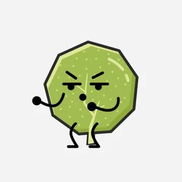 Cute Green Tree Mascot Vector Character in Flat Design Style Stock Illustration