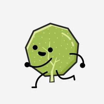 Cute Green Tree Mascot Vector Character in Flat Design Style Stock Illustration