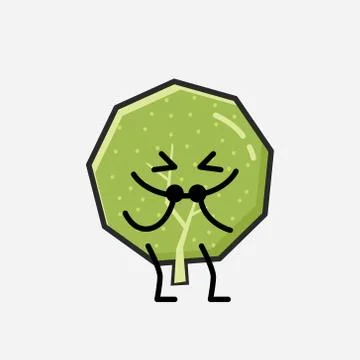 Cute Green Tree Mascot Vector Character in Flat Design Style Stock Illustration