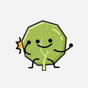 Cute Green Tree Mascot Vector Character in Flat Design Style Stock Illustration