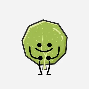 Cute Green Tree Mascot Vector Character in Flat Design Style Stock Illustration