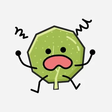 Cute Green Tree Mascot Vector Character in Flat Design Style Stock Illustration