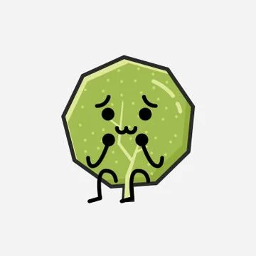 Cute Green Tree Mascot Vector Character in Flat Design Style Stock Illustration